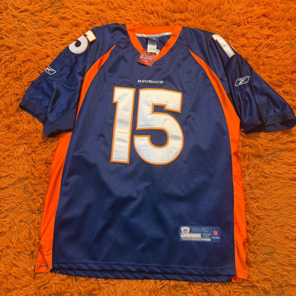 Reebok NFL Denver Broncos Tim Tebow 15 Jersey Navy Blue Orange Size 52 Mens